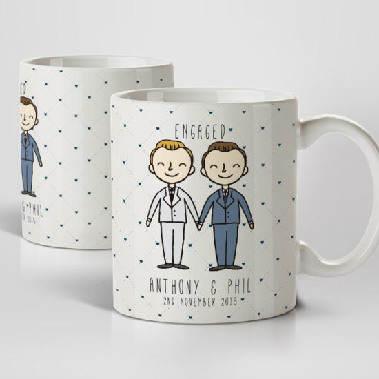 2 Guys Engaged and Happy Mugs