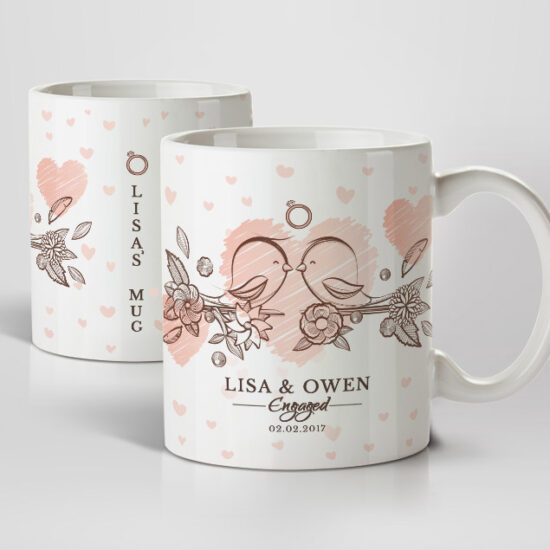 Little Love Birds His & Her Engagement Mugs
