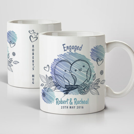 True Love Birds His & Her Engagement Mugs