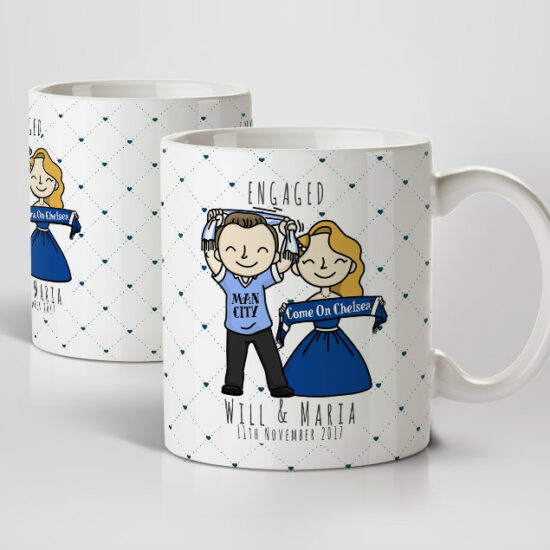 Engaged Footy Fans - x2 Customisable Mugs