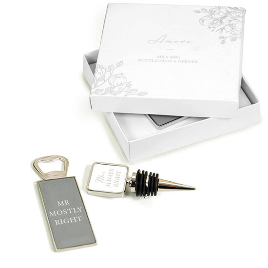 AMORE BY JULIANA Mr & Mrs Bottle Stop Opener Gift Set