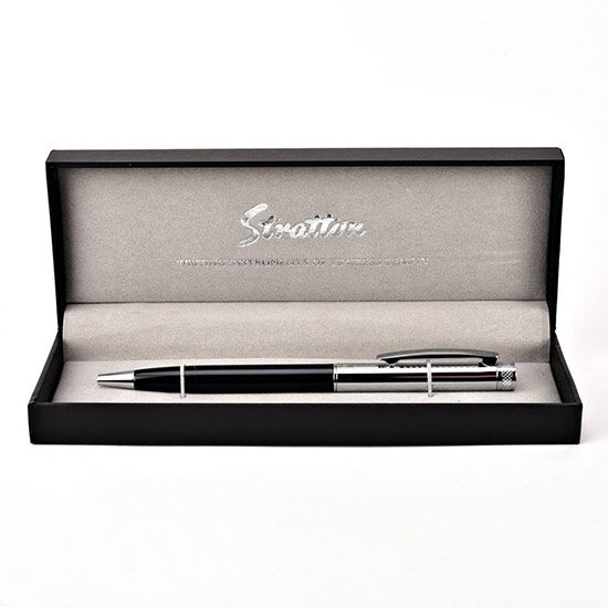 Stratton Ballpoint Pen Black and Chrome