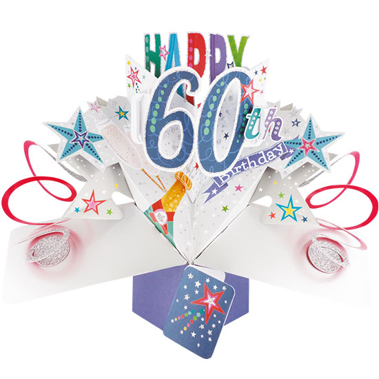 60th Birthday Pop Up Card (Champagne Bottle)
