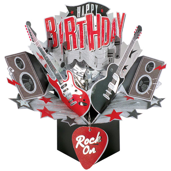 Happy Birthday Pop Up Card (Guitars)