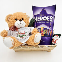 Merry Christmas Personalised Teddy with Chocolate Hamper
