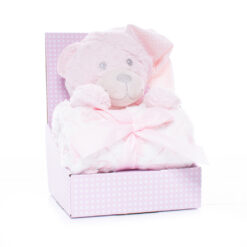 Plush Nighty Teddy with Flannel Blanket Boxed Pink (Option to Personalise)