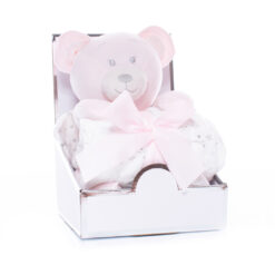 Luxury Pink Teddy with Blanket in Presentation Gift Box (Option to Personalise)